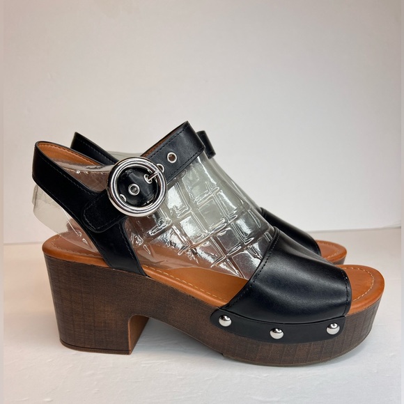 Nine West Womens Jayce 3 Platform Sandals Black Brown 2.75” Block Heel Sz 8.5M - Picture 2 of 12